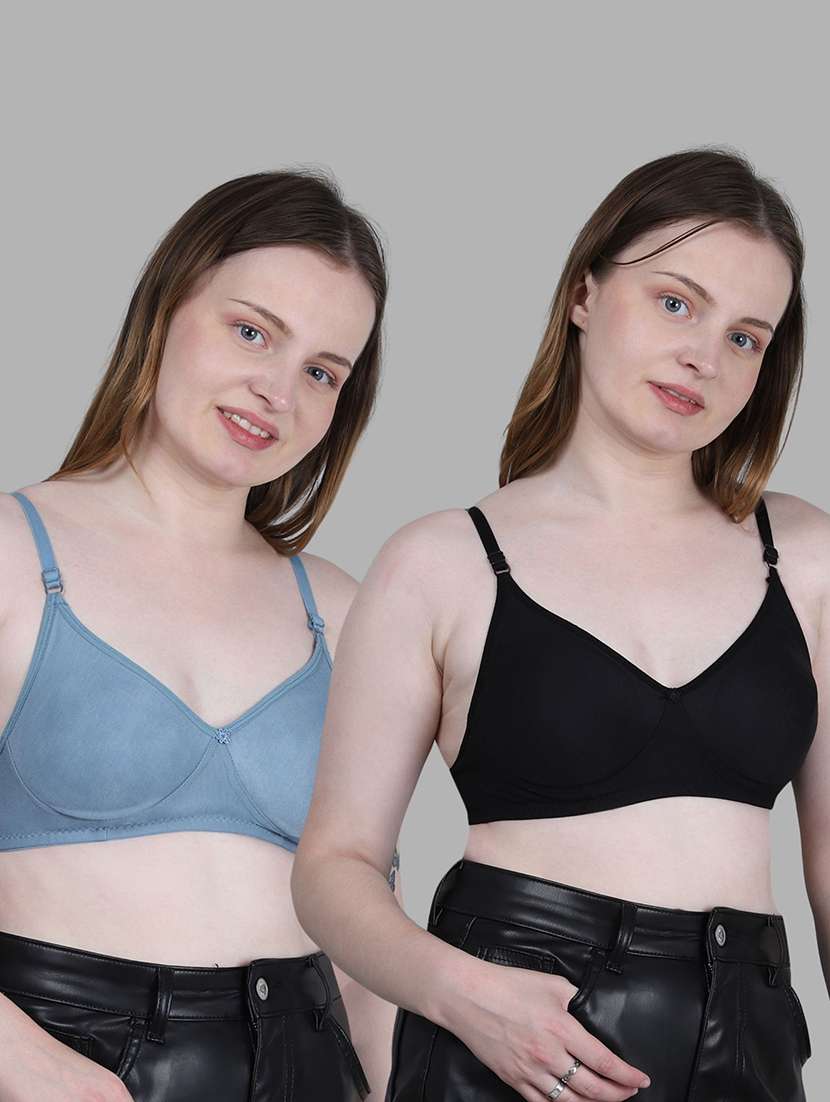 women pack of 2 solid full coverage regular bra