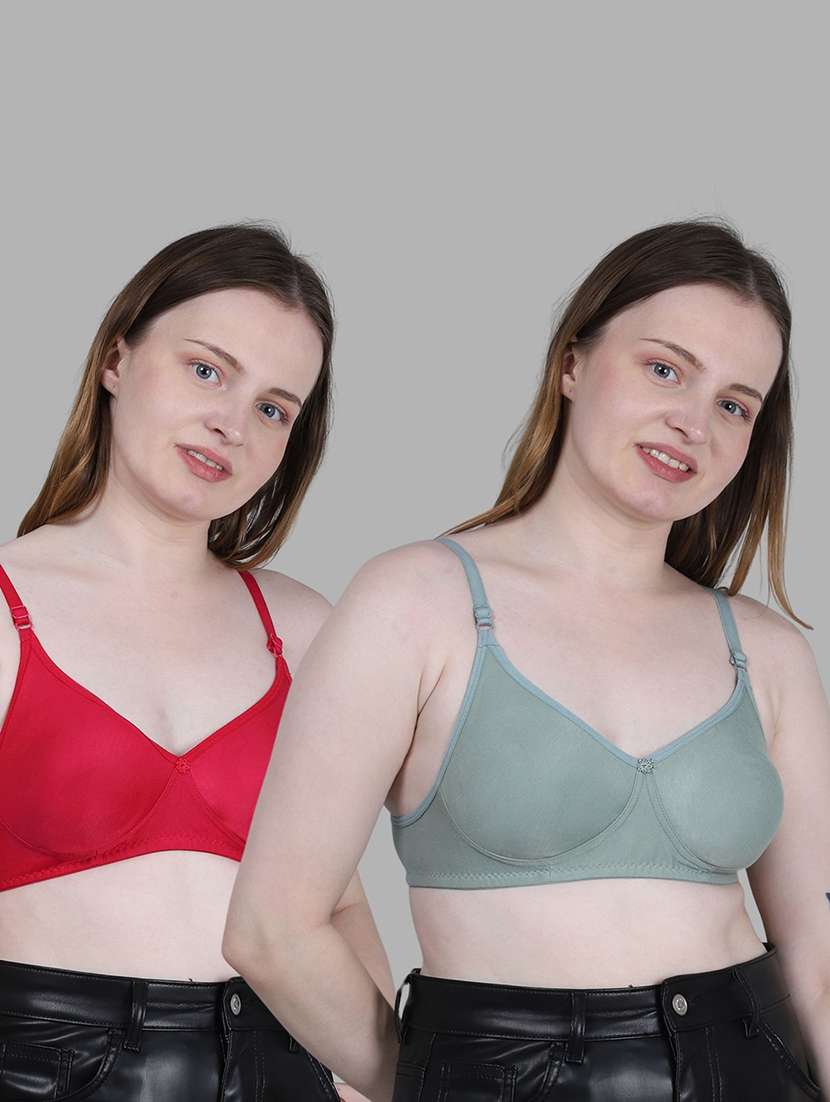 women pack of 2 solid full coverage regular bra