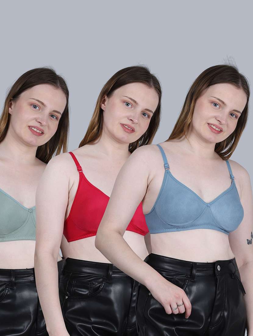 women pack of 3 solid full coverage regular bra