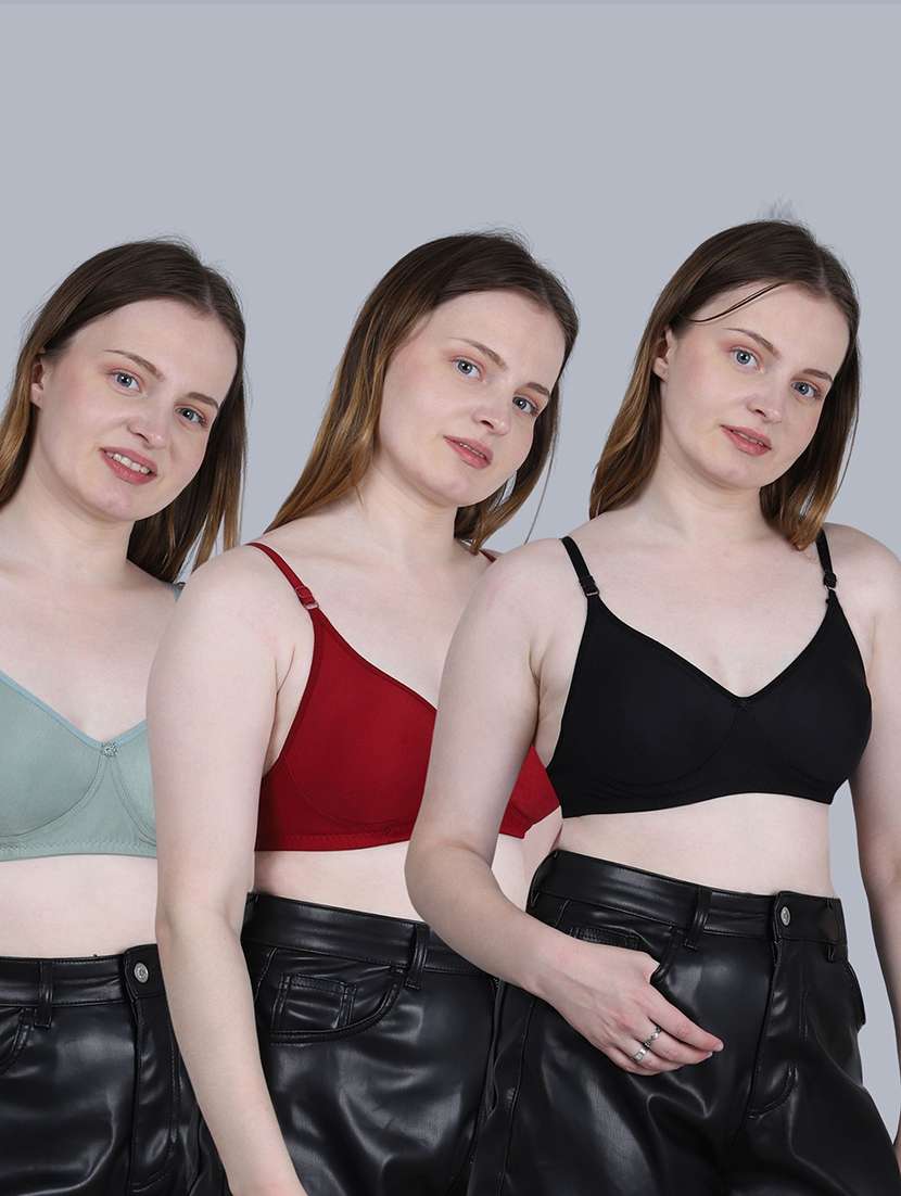 women pack of 3 solid full coverage regular bra