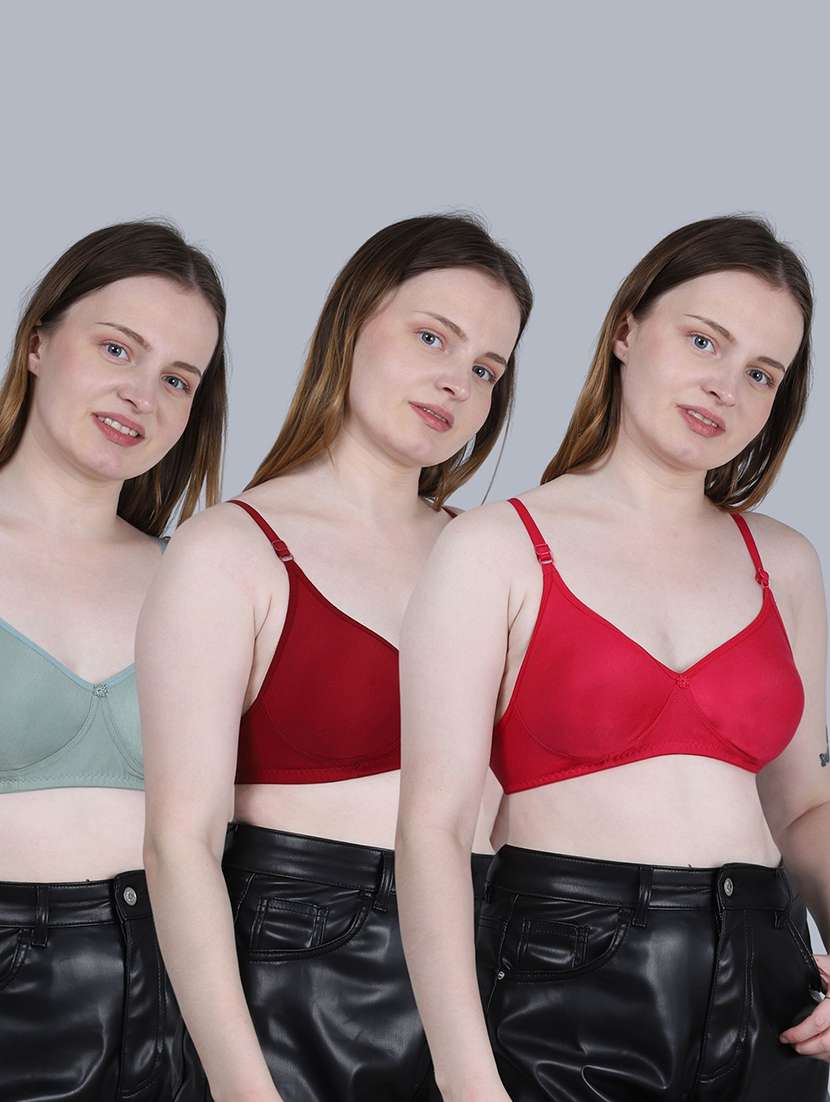 women pack of 3 solid full coverage regular bra