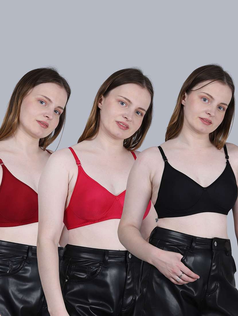 women pack of 3 solid full coverage regular bra