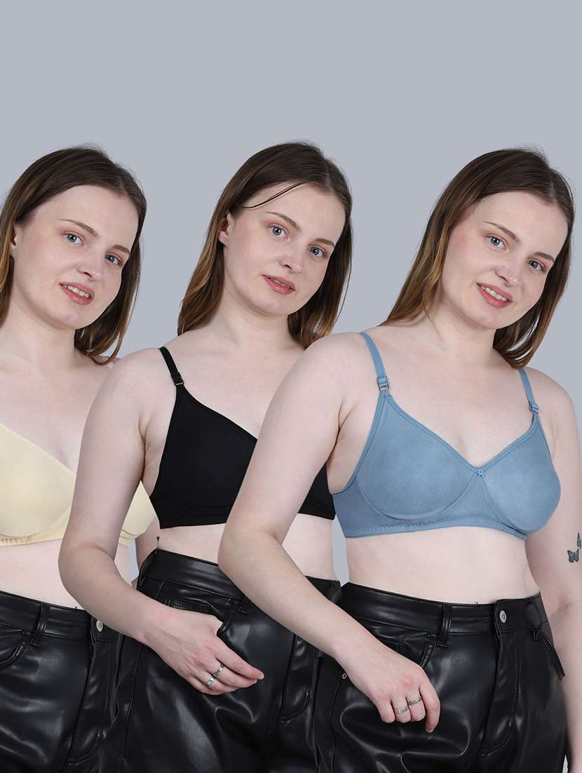 women pack of 3 solid full coverage regular bra