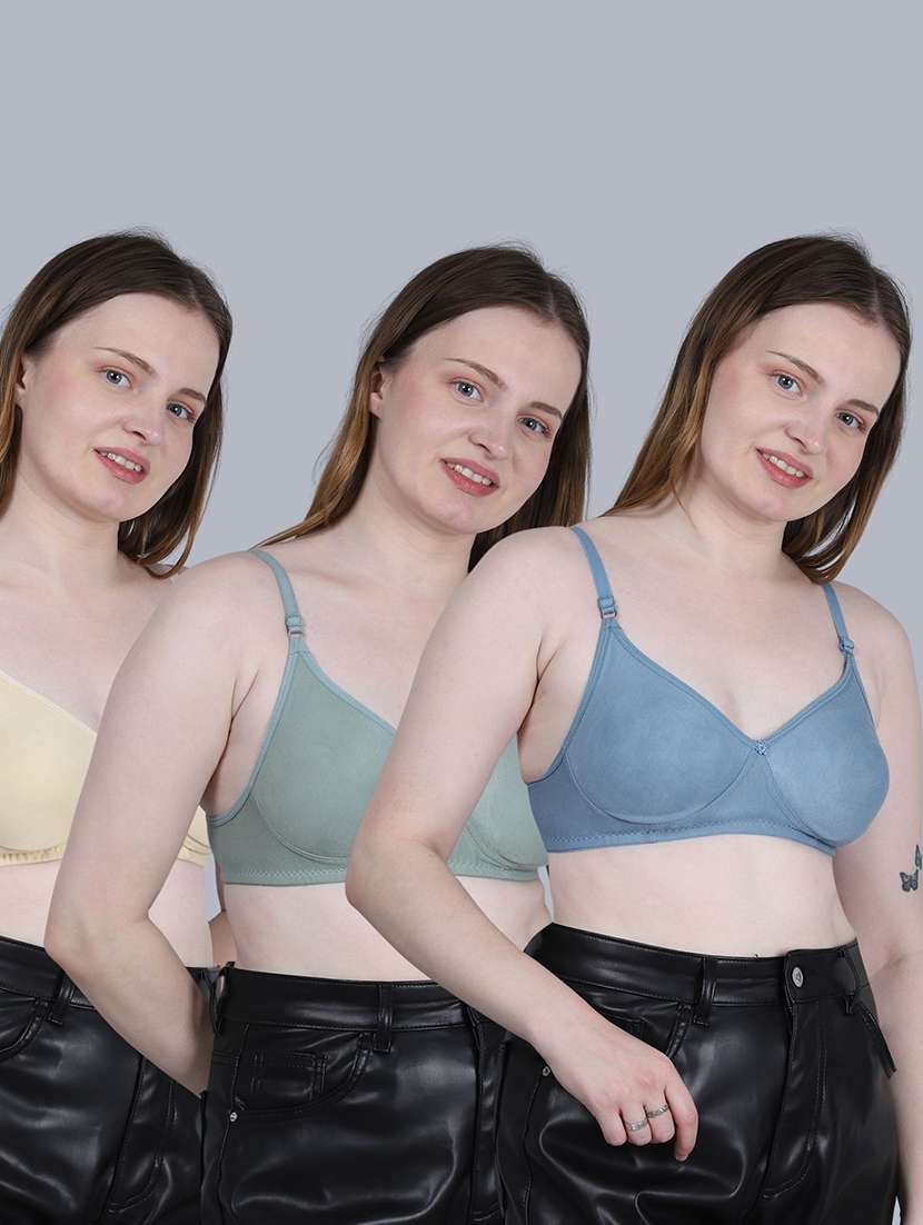 women pack of 3 solid full coverage regular bra
