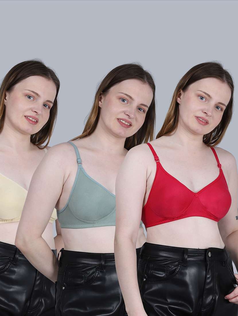 women pack of 3 solid full coverage regular bra