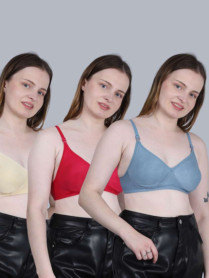 women pack of 3 solid full coverage regular bra