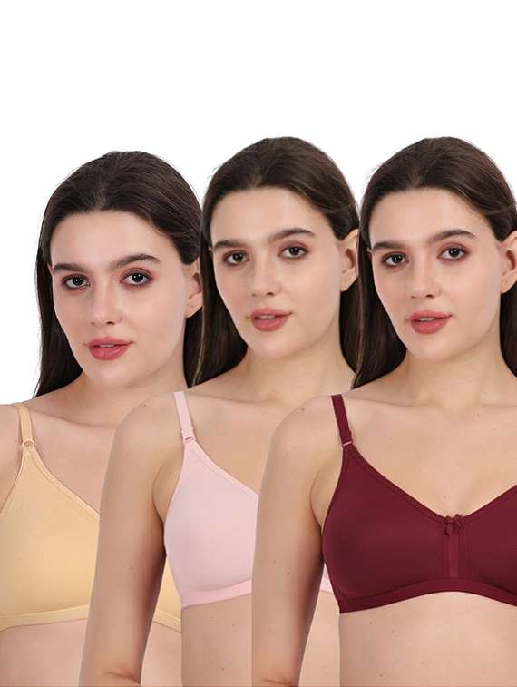 women pack of 3 solid full coverage regular bra