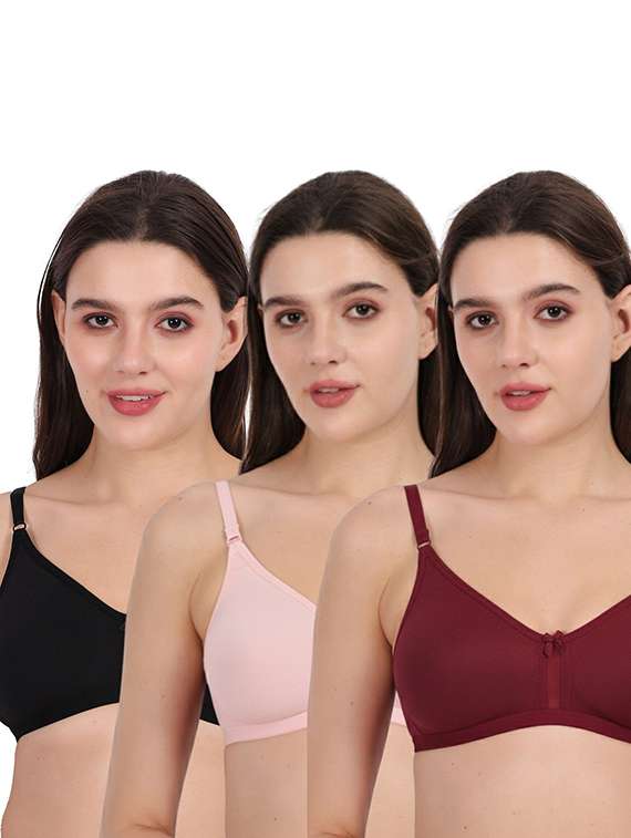 women pack of 3 solid full coverage regular bra