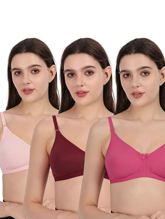 women pack of 3 solid full coverage regular bra