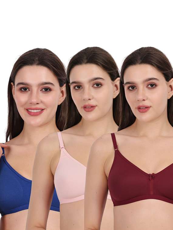women pack of 3 solid full coverage regular bra