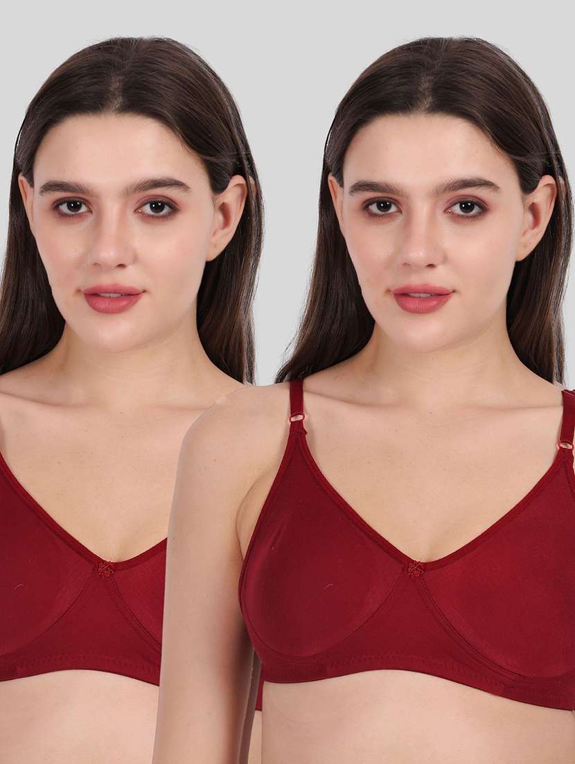 women pack of 2 solid full coverage t-shirt bra