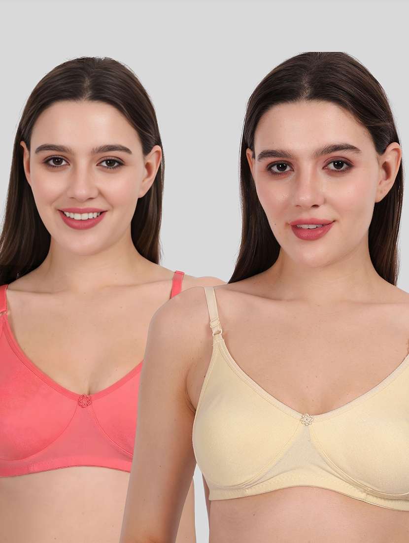women pack of 2 solid full coverage regular bra