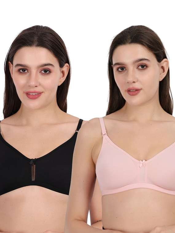 women pack of 2 solid full coverage regular bra