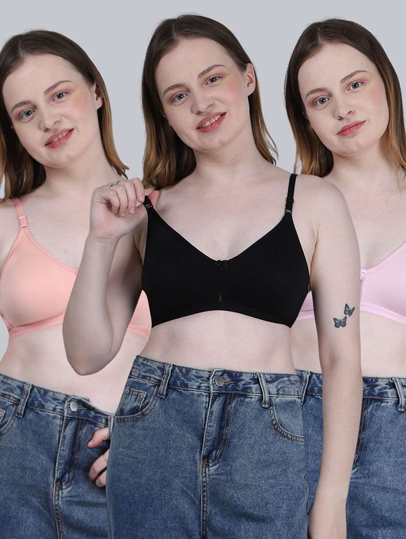 women pack of 3 solid full coverage regular bra