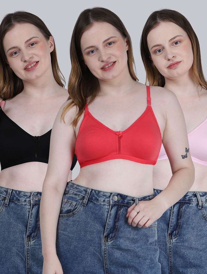 women pack of 3 solid full coverage regular bra
