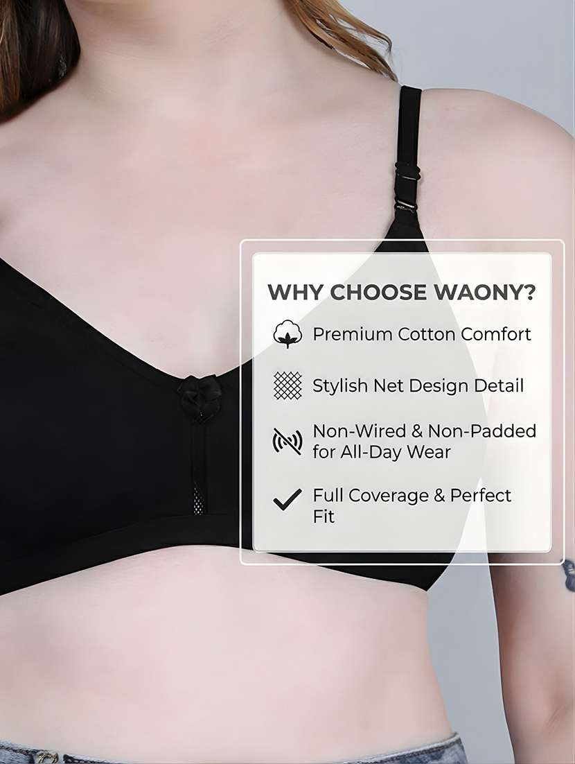 Women Pack Of 3 Solid Full Coverage Regular Bra - 22721298 -  Standard Image - 3