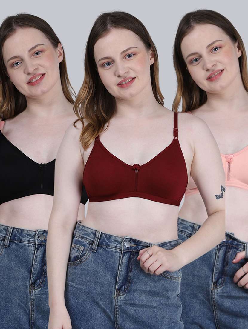 women pack of 3 solid full coverage regular bra