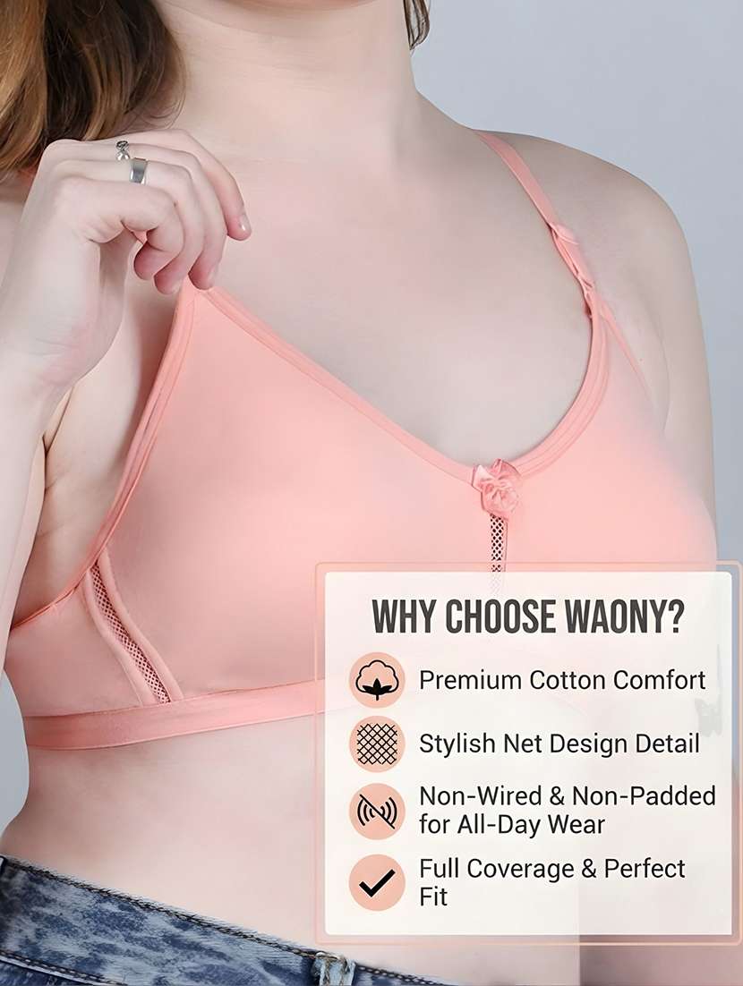 Women Pack Of 3 Solid Full Coverage Regular Bra - 22721300 -  Standard Image - 3
