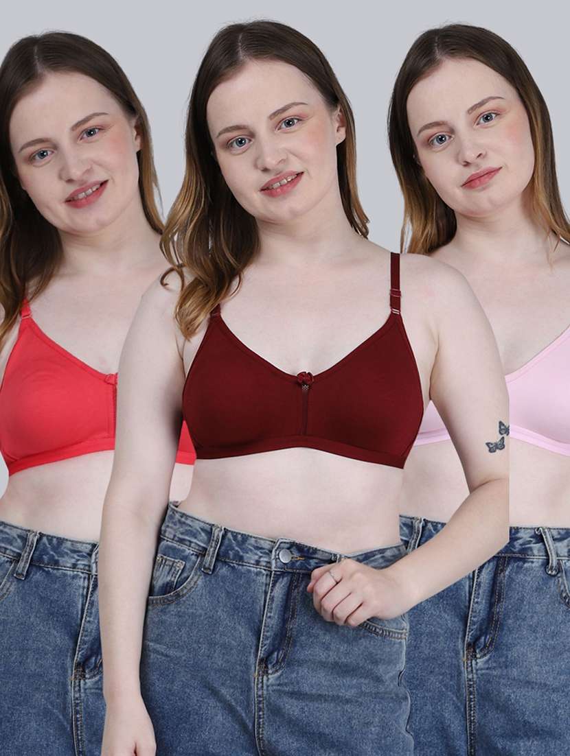 women pack of 3 solid full coverage regular bra