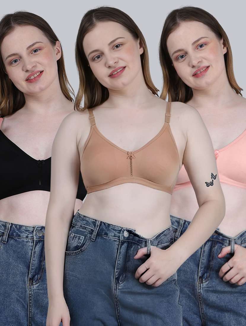 women pack of 3 solid full coverage regular bra