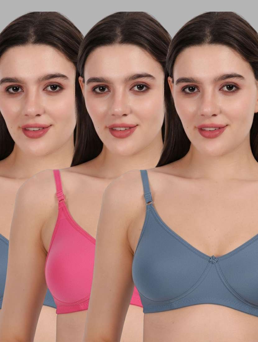 women pack of 3 solid full coverage regular bra