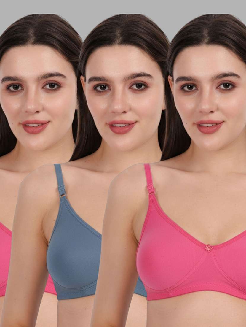 women pack of 3 solid full coverage regular bra