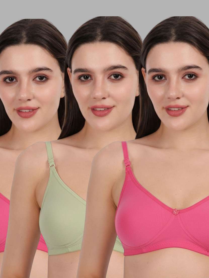 women pack of 3 solid full coverage regular bra