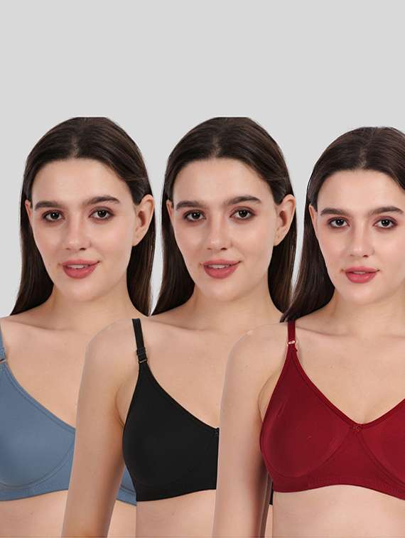 women pack of 3 solid full coverage regular bra