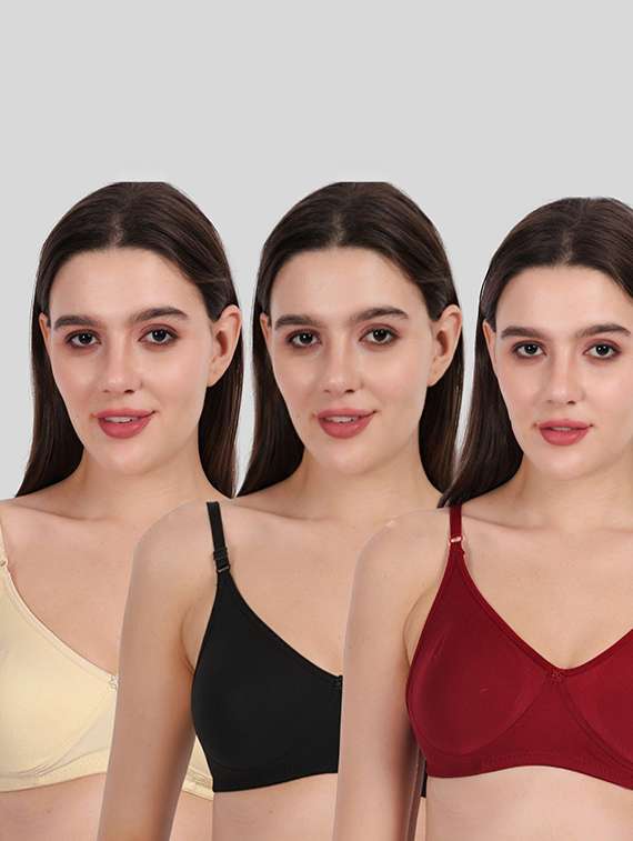 women pack of 3 solid full coverage regular bra