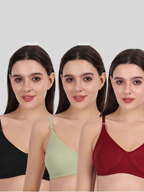 women pack of 3 solid full coverage regular bra