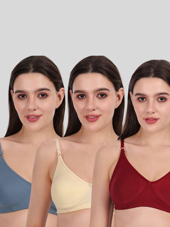 women pack of 3 solid full coverage regular bra