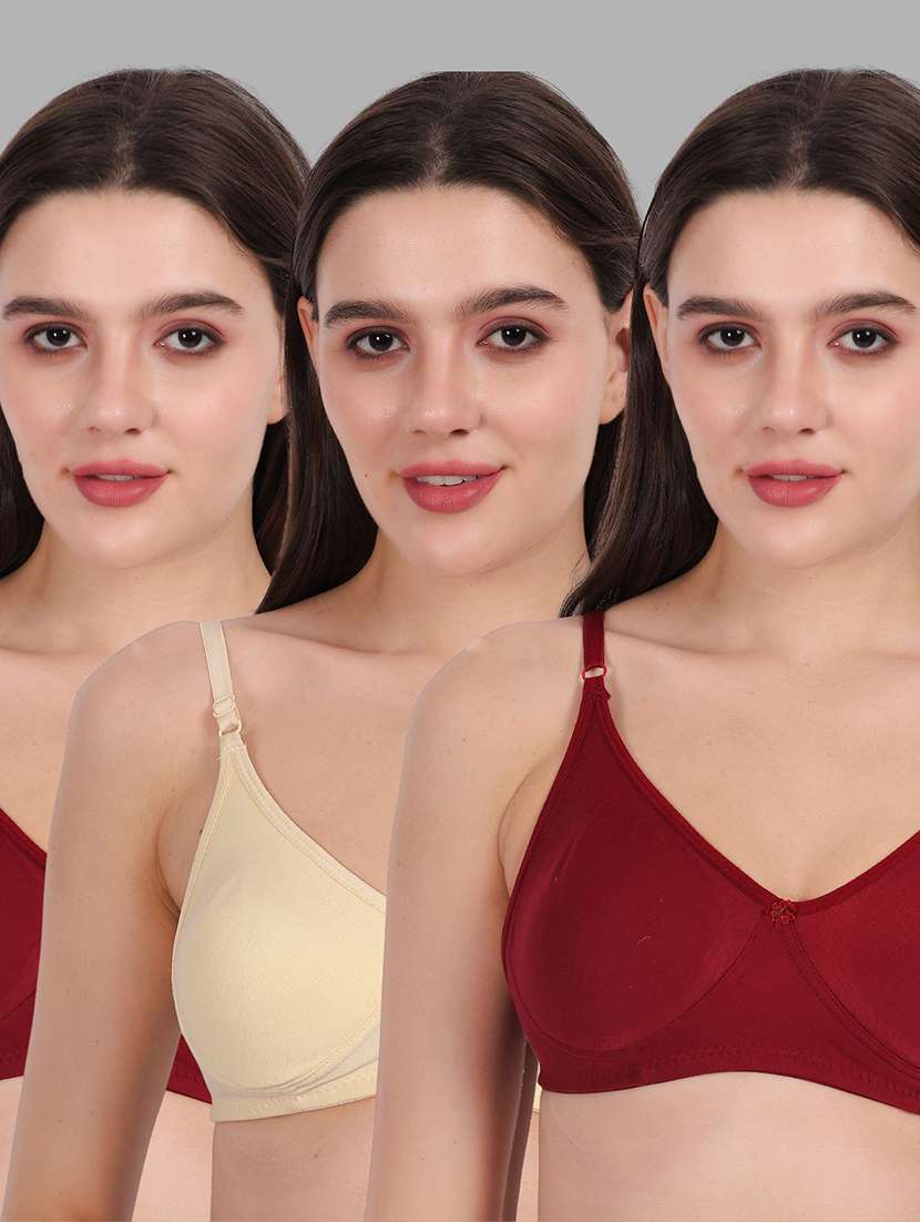women pack of 3 solid full coverage regular bra