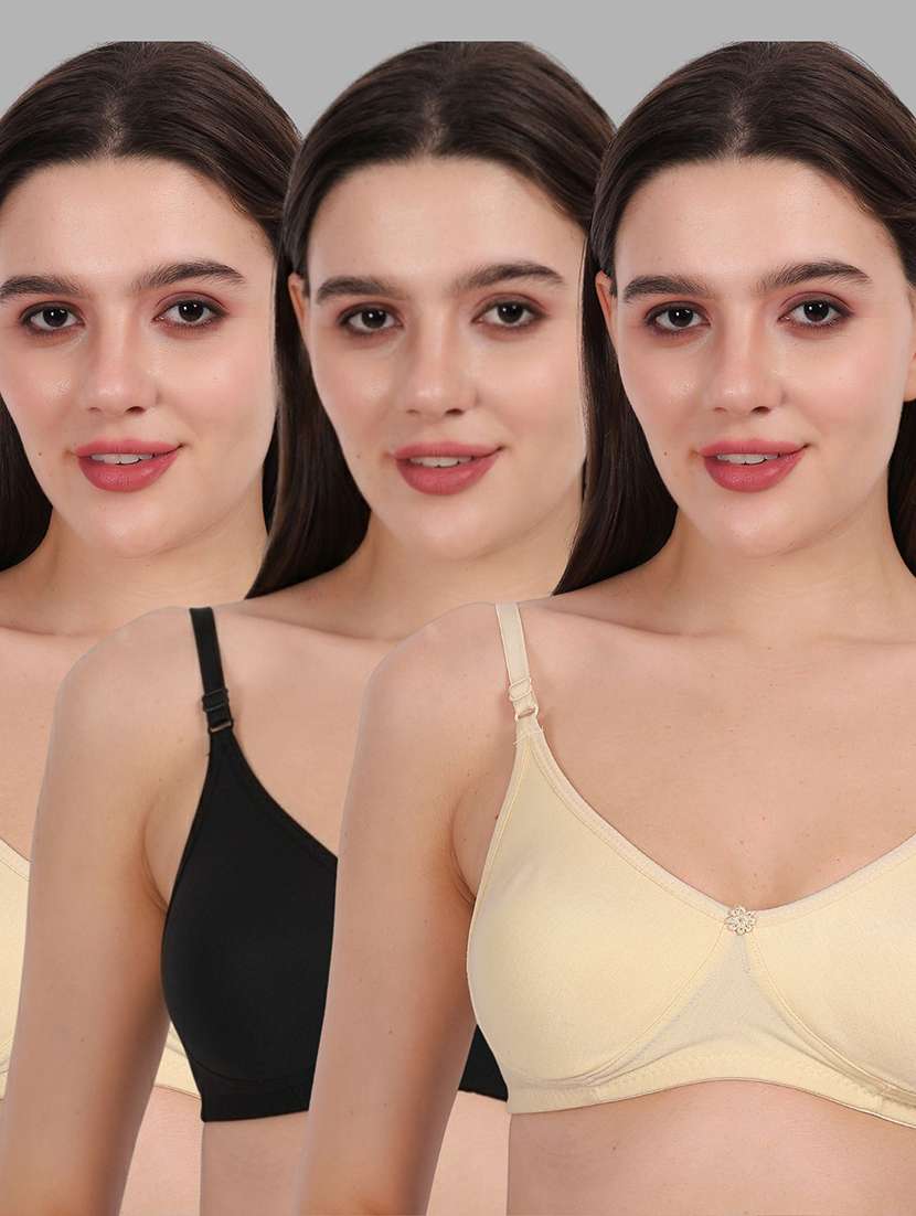 women pack of 3 solid full coverage regular bra