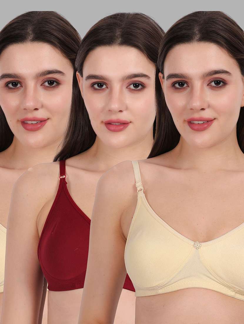 women pack of 3 solid full coverage regular bra