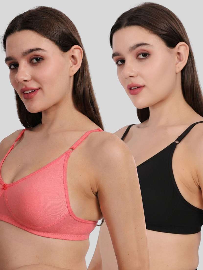 women pack of 2 solid full coverage regular bra