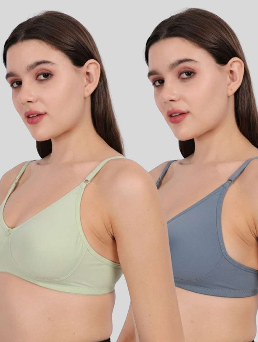 women pack of 2 solid full coverage regular bra