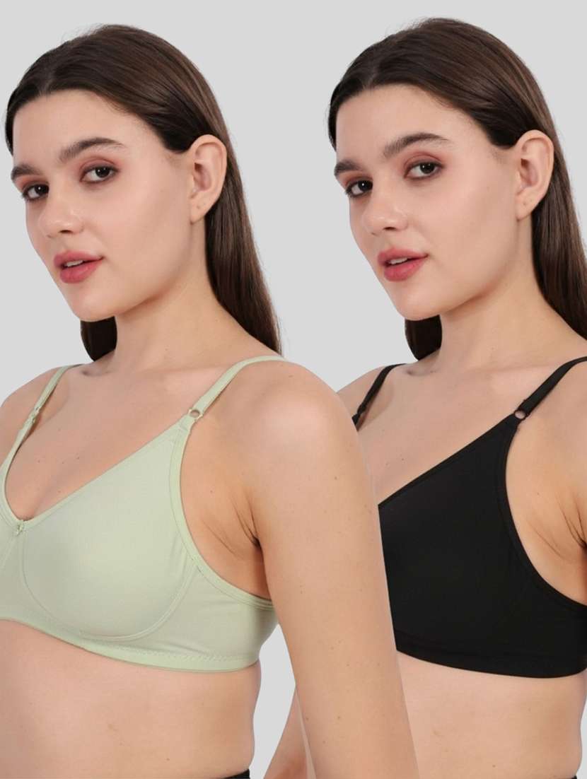 women pack of 2 solid full coverage regular bra