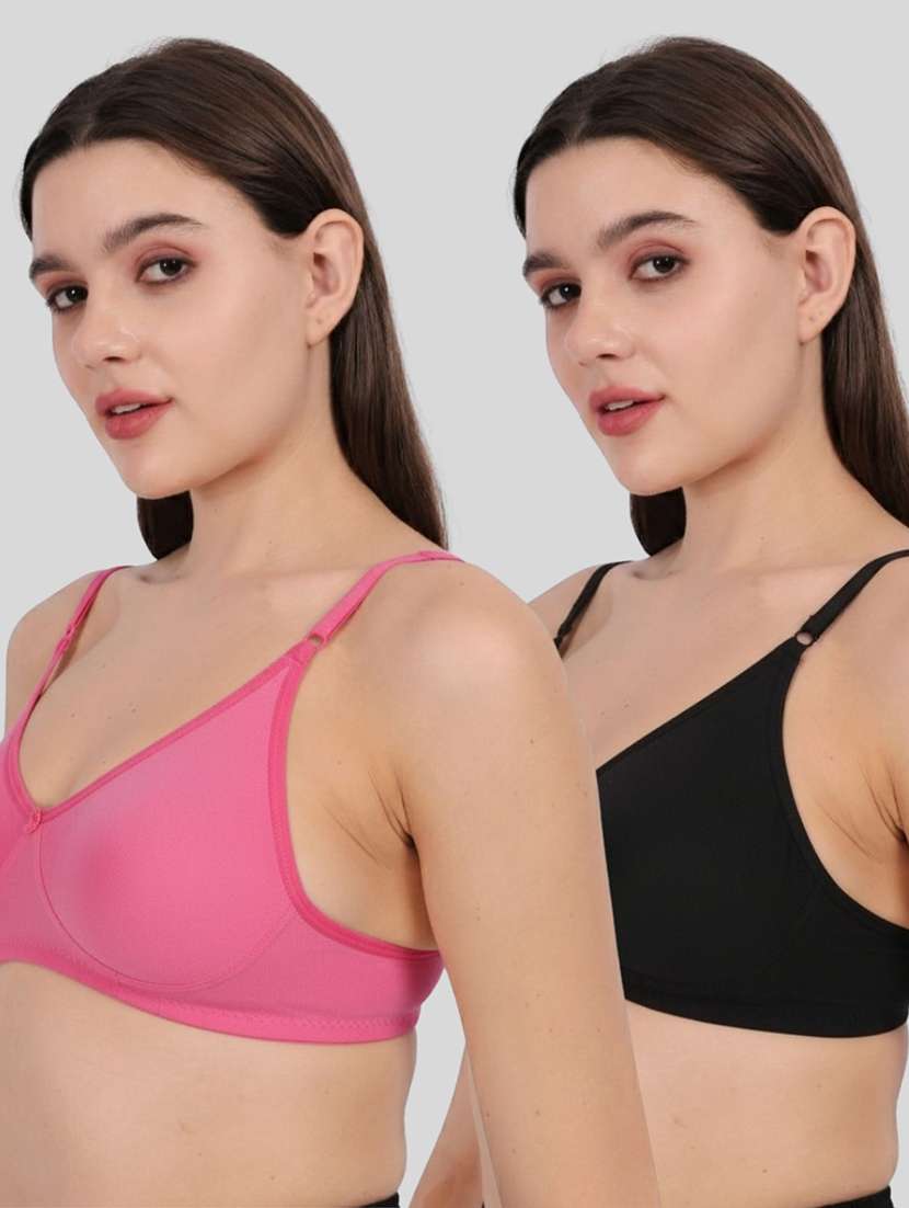 women pack of 2 solid full coverage regular bra