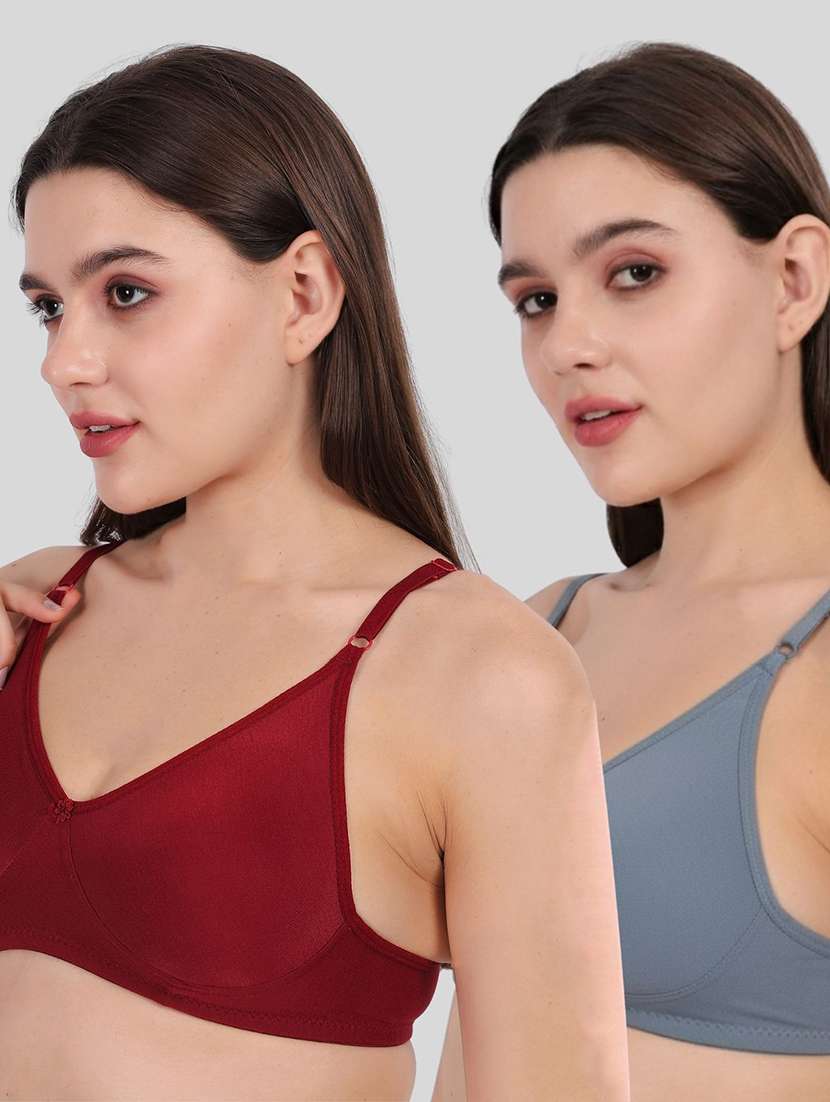 women pack of 2 solid full coverage regular bra