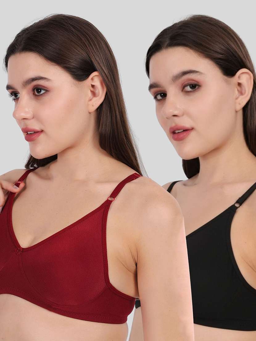 women pack of 2 solid full coverage regular bra