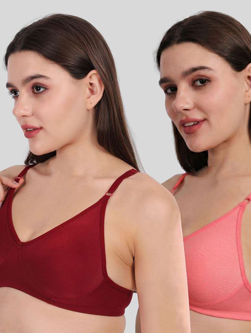 women pack of 2 solid full coverage regular bra