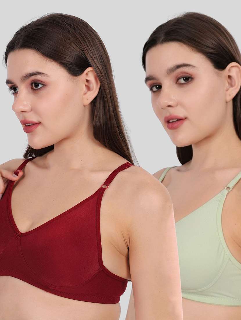 women pack of 2 solid full coverage regular bra