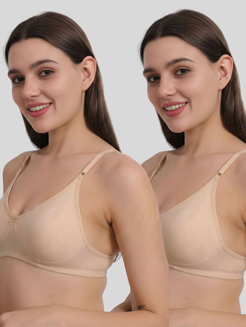 women pack of 2 solid full coverage regular bra