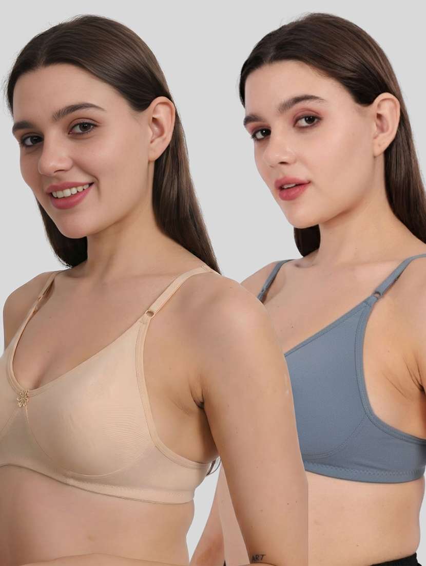 women pack of 2 solid full coverage regular bra