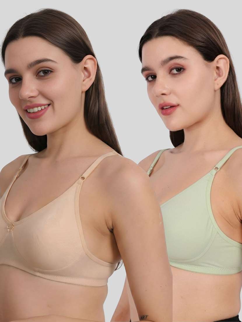 women pack of 2 solid full coverage regular bra