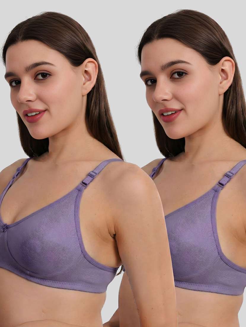 women pack of 2 solid full coverage regular bra