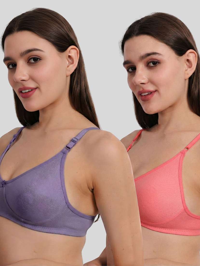 women pack of 2 solid full coverage regular bra