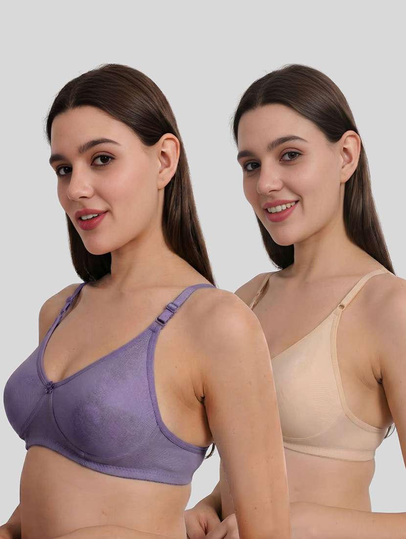 women pack of 2 solid full coverage regular bra