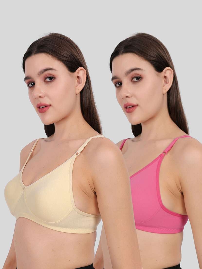women pack of 2 solid full coverage regular bra