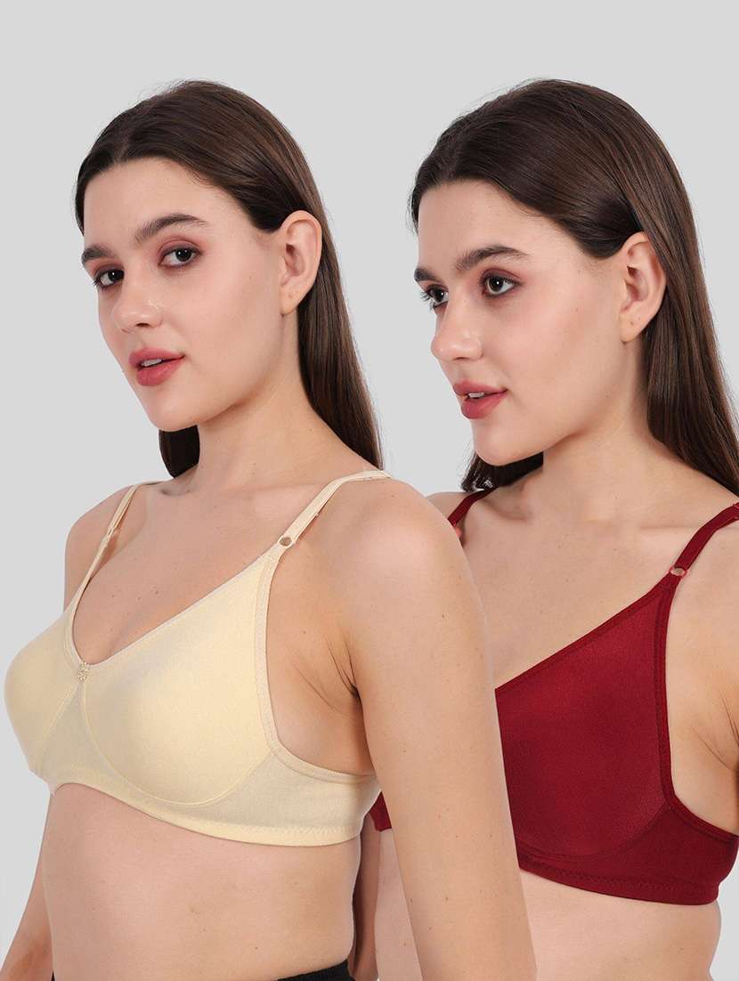 women pack of 2 solid full coverage regular bra